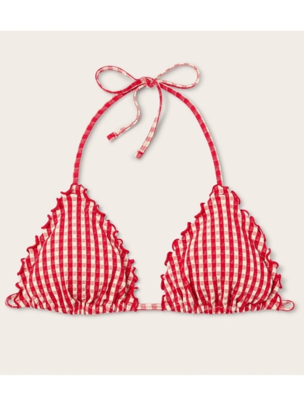 Parke x Target Red Gingham Lettuce Edge Bikini Top S NWT